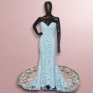 Mori Lee 2-Tone Lace Strapless Wedding Gown